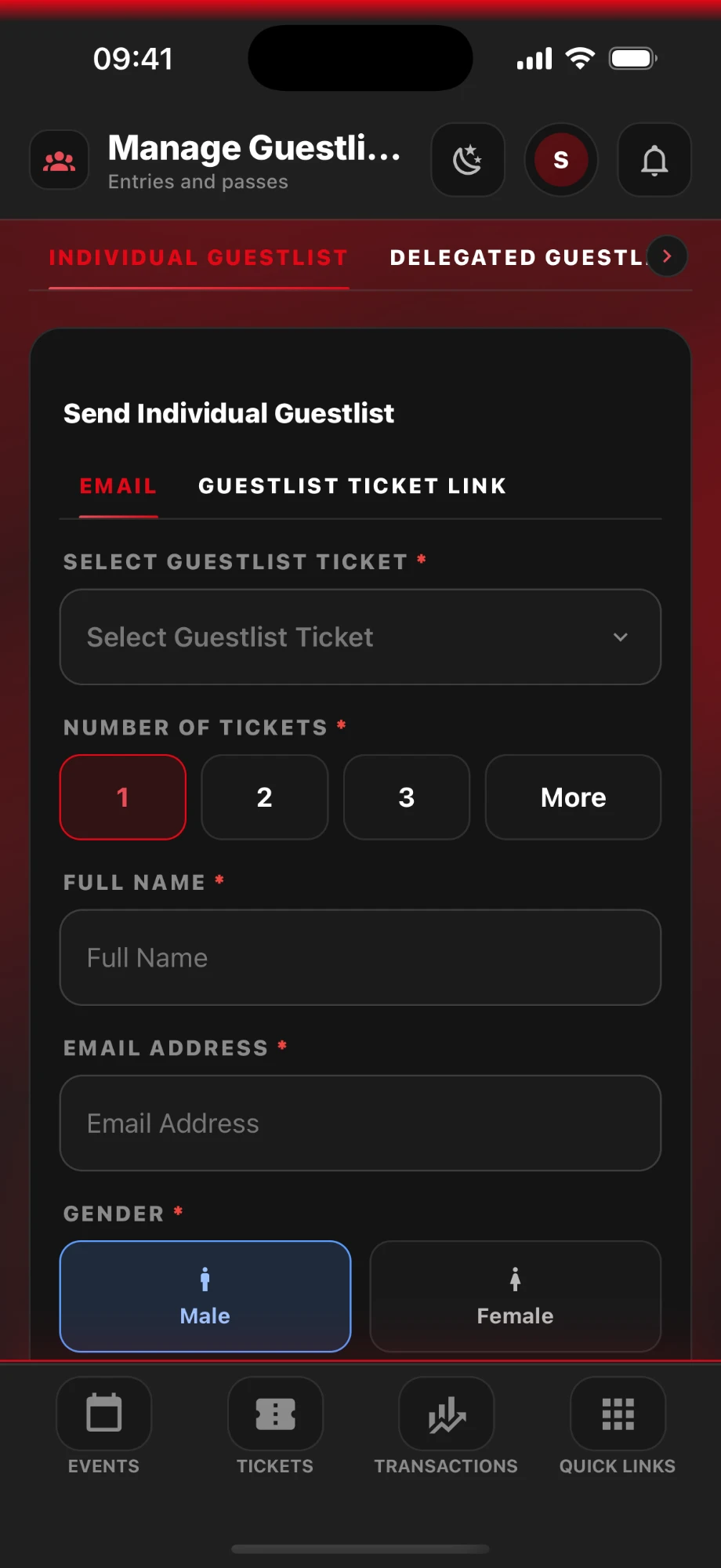 Manage Guestlist
